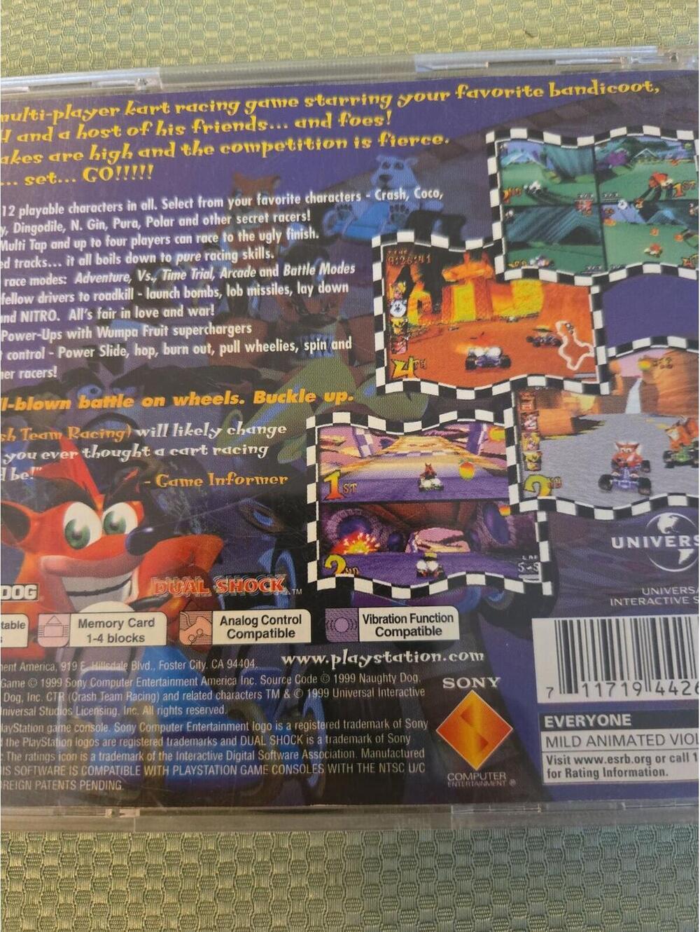 Crash Team Racing CTR Sony PlayStation 1 PS1 Original Black Label Disc - Picture 4 of 4